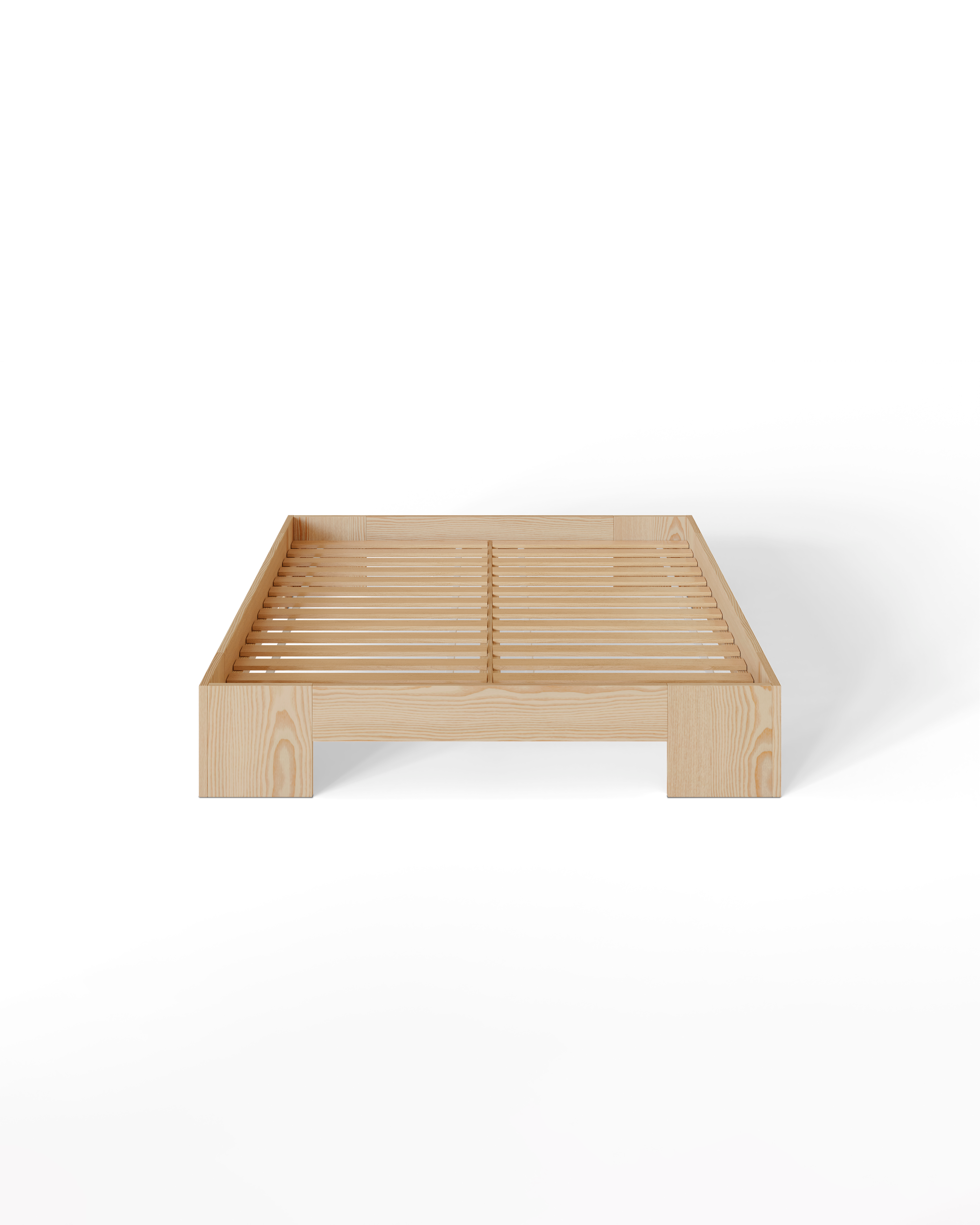 Wooden bed frame on a white background