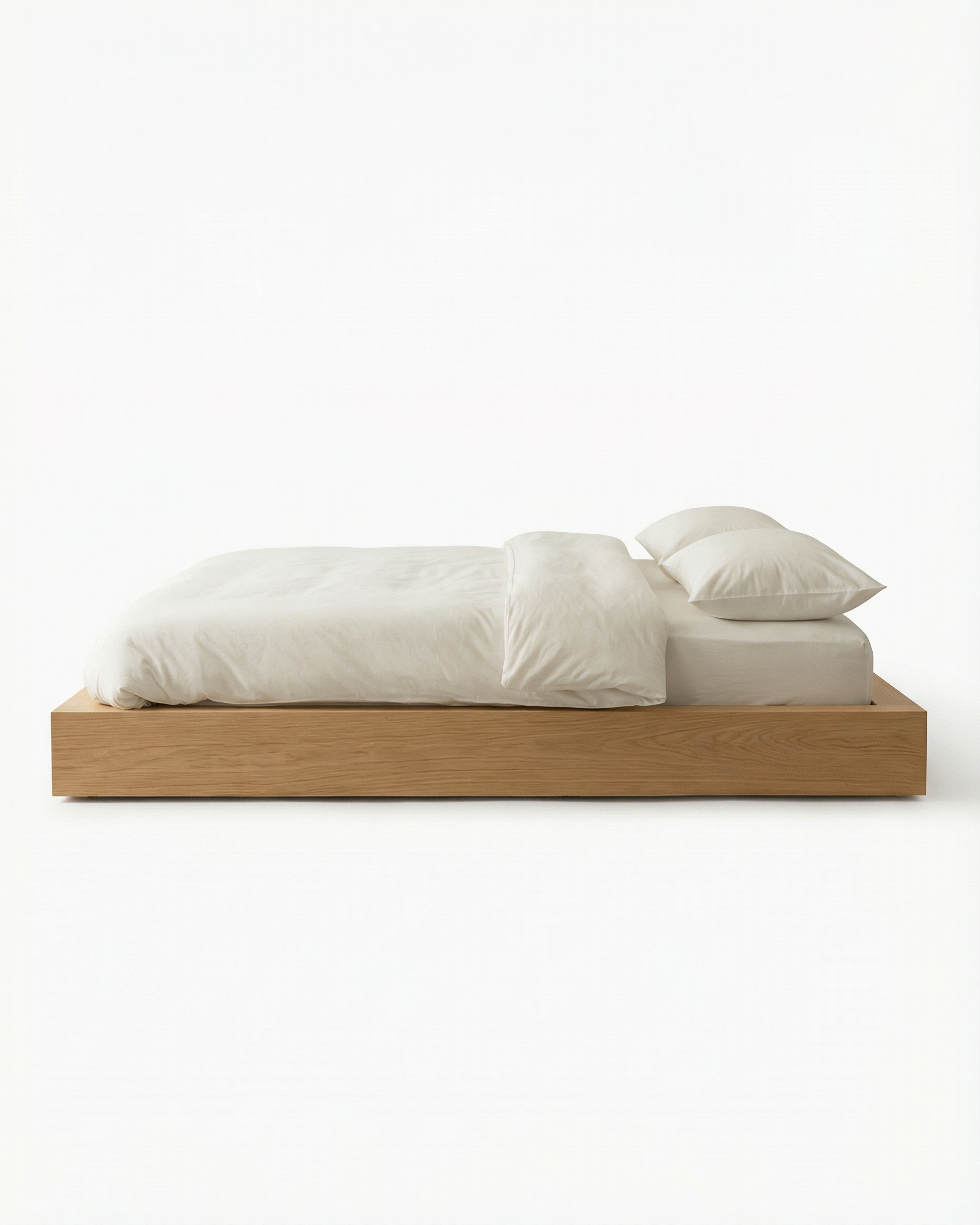 Surface Bed Frame in ash wood on plain white studio background